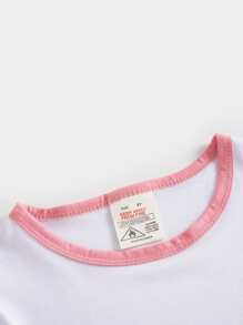 Tween Girl Letter & Cartoon Graphic Snug Fit PJ Set - Black and White - View 3