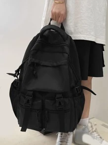 Men Release Buckle Detail Casual School Bags Schoolbag School Backpack For School Daypack Laptop Bag Computer Bag Book Bag Rucksack Shoulder Bag Travel Bag Sport Bag College Bag Teenagers Freshmen Practical Student Large Capacity Multi-Functional Portable Casual Gifts Vacation Gifts Hip Bag Gifts Holiday Essentials Bag Camping Summer Back To School Beach Bag Laptop Case The Sporty Life Summer Bag Springbreak Men Black Bag Bag Pack Backpacks Travel Must Haves Large Bag School Supplies Large Capacity Bag Travel Bags