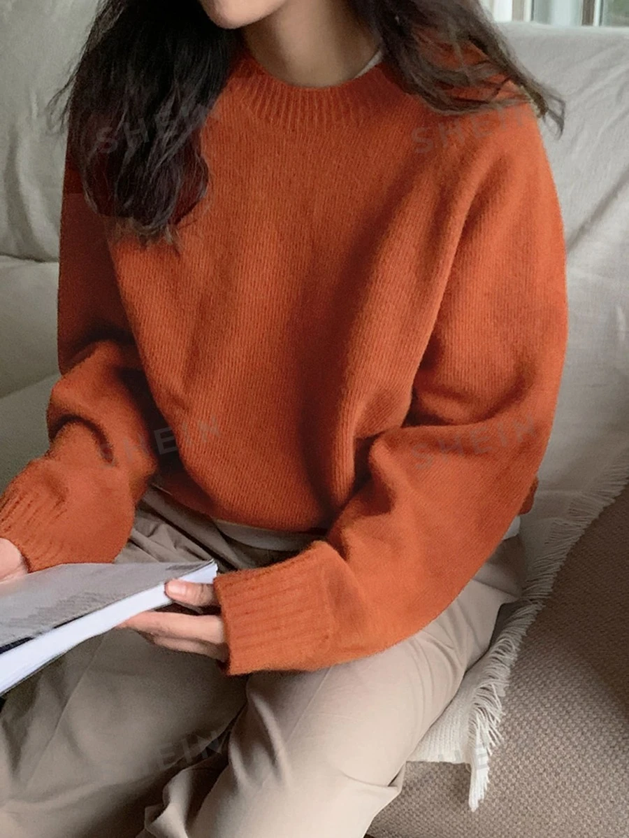 DAZY Suéter casual de negocios de mujer con mangas raglán de color liso, de manga larga, para otoño, blusas de manga larga, ropa de mujer de otoño