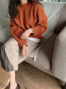 DAZY Suéter casual de negocios de mujer con mangas raglán de color liso, de manga larga, para otoño, blusas de manga larga, ropa de mujer de otoño