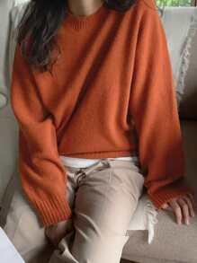 DAZY Suéter casual de negocios de mujer con mangas raglán de color liso, de manga larga, para otoño, blusas de manga larga, ropa de mujer de otoño