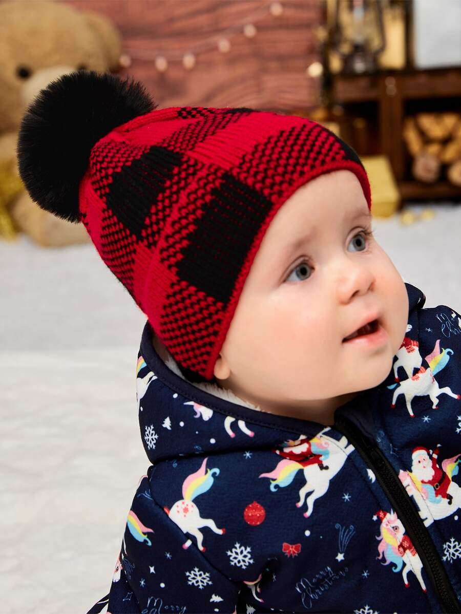 1 pieza gorro navideño infantil bloque de color gorro de Papá Noel para mantenerse abrigado