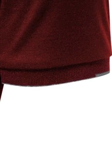 Manfinity Homme Áo thun có cổ Nam Nút Hình học Công việc - Màu Đỏ Sâu - Xem 5