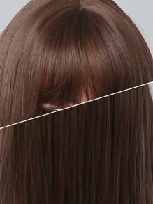 長款卷人造假髮帶劉海 - 棕色 - 查看 6