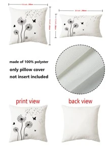 1 vỏ gối in hình bồ công anh không có chất độn - Đen và trắng - Xem 5