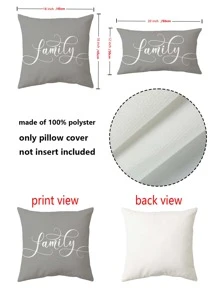 1pc Letter Graphic Cushion Cover Without Filler - Multicolor - View 3
