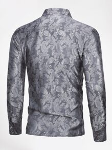 CLOUDSTYLE Men Paisley Print Shirt - Dark Grey - View 2