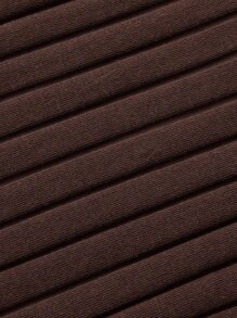 SHEIN Privé 素色露背抹胸洋裝 - 巧克力棕 - 查看 4