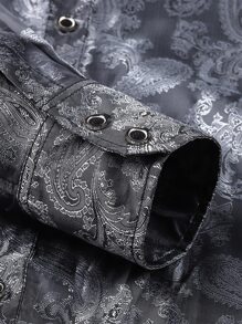 CLOUDSTYLE Men Paisley Print Shirt - Dark Grey - View 3