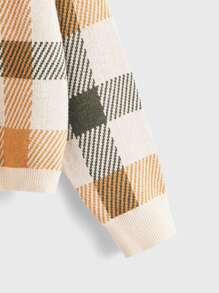 Girls Plaid Pattern Drop Shoulder Jumper - Multicolor - View 4