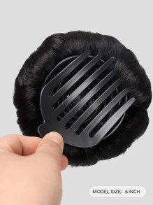 Synthetic Hair Bun With Claw - Black - View 2