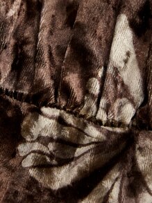 ROMWE PUNK Grunge Butterfly Print Ruched Bust Split Thigh Velvet Cami Dress With Arm Sleeves - Multicolor - View 4