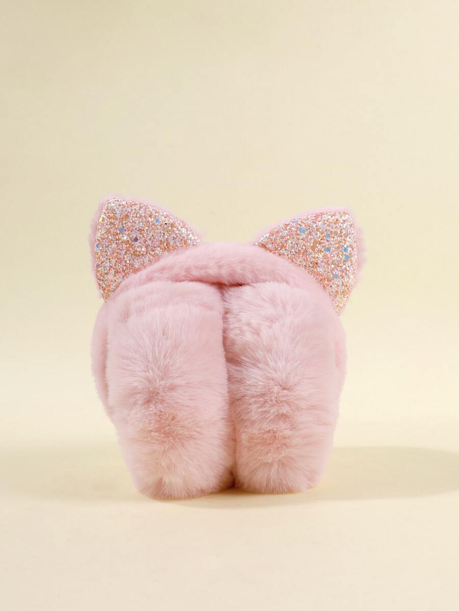 1pc Girls' Winter Warm Pink Beanie With Cat Ears For Teens - Pink - View 1