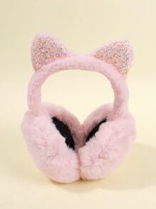 1pc Girls' Winter Warm Pink Beanie With Cat Ears For Teens - Pink - View 2