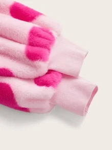 SHEIN ICON 愛心圖案落肩袖毛茸茸夾克和半身裙 - 彩色 - 查看 4