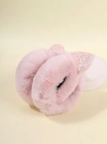 1pc Girls' Winter Warm Pink Beanie With Cat Ears For Teens - Pink - View 3