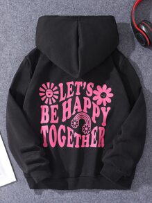 Áo nỉ in hình hoạt hình và khẩu hiệu dành cho bé gái tuổi teen - màu đen - Xem 1