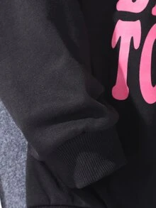 Áo nỉ in hình hoạt hình và khẩu hiệu dành cho bé gái tuổi teen - màu đen - Xem 3