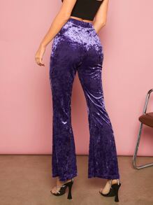 SHEIN BAE Velvet Flare Leg Pants - Violet Purple - View 2