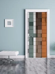 Pegatinas para puertas con patrón de cuadros - Multicolor - Ver 1