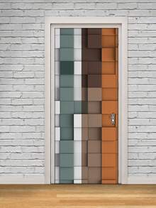 Pegatinas para puertas con patrón de cuadros - Multicolor - Ver 4