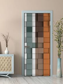 Pegatinas para puertas con patrón de cuadros - Multicolor - Ver 6