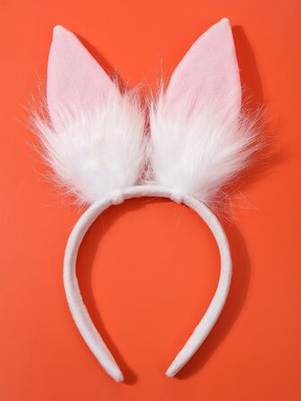 1 件裝女式可愛人造毛皮粉紅色耳朵頭帶,適合派對、聚會、節日和日常佩戴