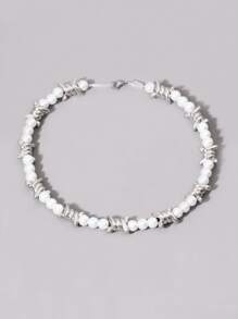 Fashionable And Popular Men Faux Pearl & Thorn Decor Necklace Alloy For Jewelry Gift And For A Stylish Look - Multicolor - View 2