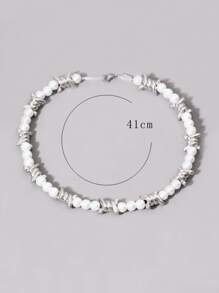 Fashionable And Popular Men Faux Pearl & Thorn Decor Necklace Alloy For Jewelry Gift And For A Stylish Look - Multicolor - View 3