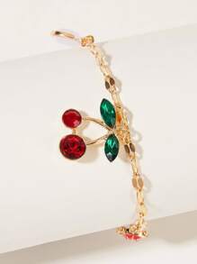水鑽櫻桃和瓢蟲吊墜手環 - 金黃色 - 查看 3