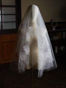 Floral Embroidered Bridal Veil Fall Clothes For Women - White - View 5