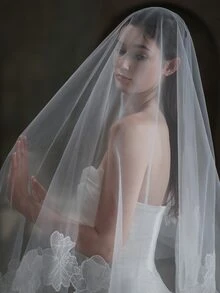 Floral Embroidered Bridal Veil Fall Clothes For Women - White - View 6