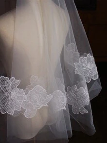 Floral Embroidered Bridal Veil Fall Clothes For Women - White - View 8