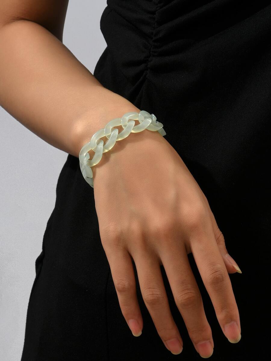 極簡風格素色手鏈 - 綠色 - 查看 1