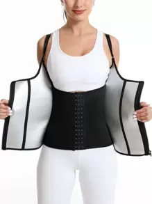 Sports Outdoor 1pc PU Polyurethane Sport Sweat Vest Shapewear Waist Trainer Corset - Black - View 1