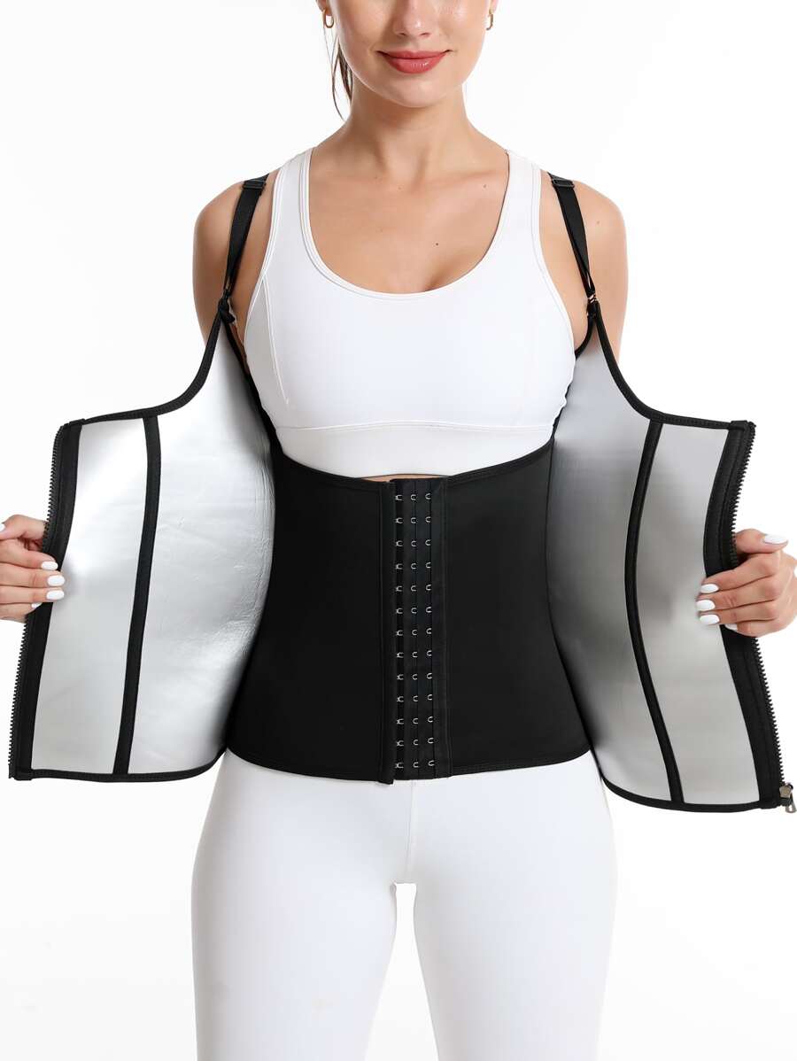 Sports Outdoor 1pc PU Polyurethane Sport Sweat Vest Shapewear Waist Trainer Corset - Black - View 1
