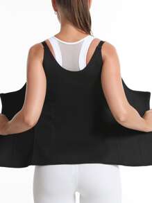 Sports Outdoor 1pc PU Polyurethane Sport Sweat Vest Shapewear Waist Trainer Corset - Black - View 4