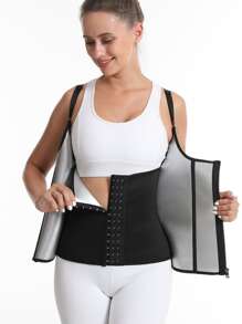 Sports Outdoor 1pc PU Polyurethane Sport Sweat Vest Shapewear Waist Trainer Corset - Black - View 5