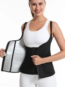 Sports Outdoor 1pc PU Polyurethane Sport Sweat Vest Shapewear Waist Trainer Corset - Black - View 6
