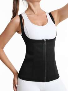 Sports Outdoor 1pc PU Polyurethane Sport Sweat Vest Shapewear Waist Trainer Corset - Black - View 8
