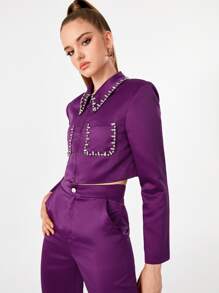 Mathilde Lhomme 水鑽細節短夾克 - 紫色 - 查看 7