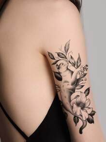 1 feuille Sticker de tatouages à motif de chat - Noir - Voir 2