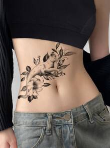 1 feuille Sticker de tatouages à motif de chat - Noir - Voir 4