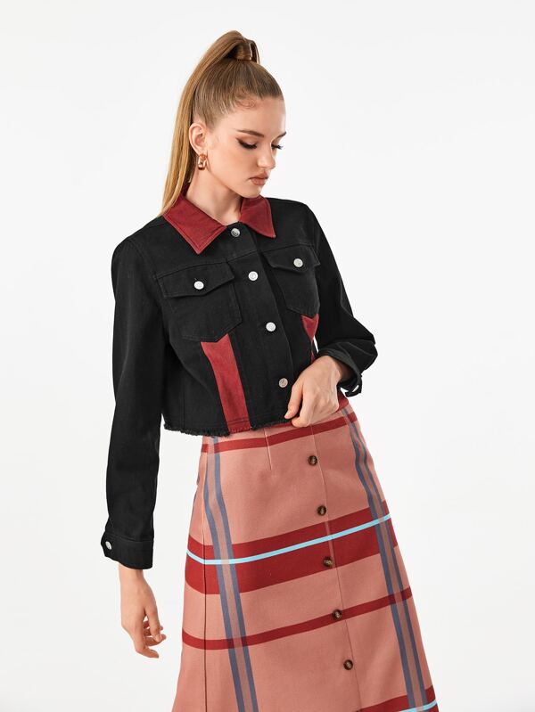 Emily Ann Jachetă de designer cu guler în contrast