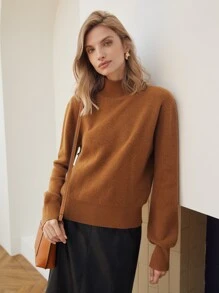 MOTF PREMIUM CASHMERE MOCK NECK JUMPER - Brown - View 7