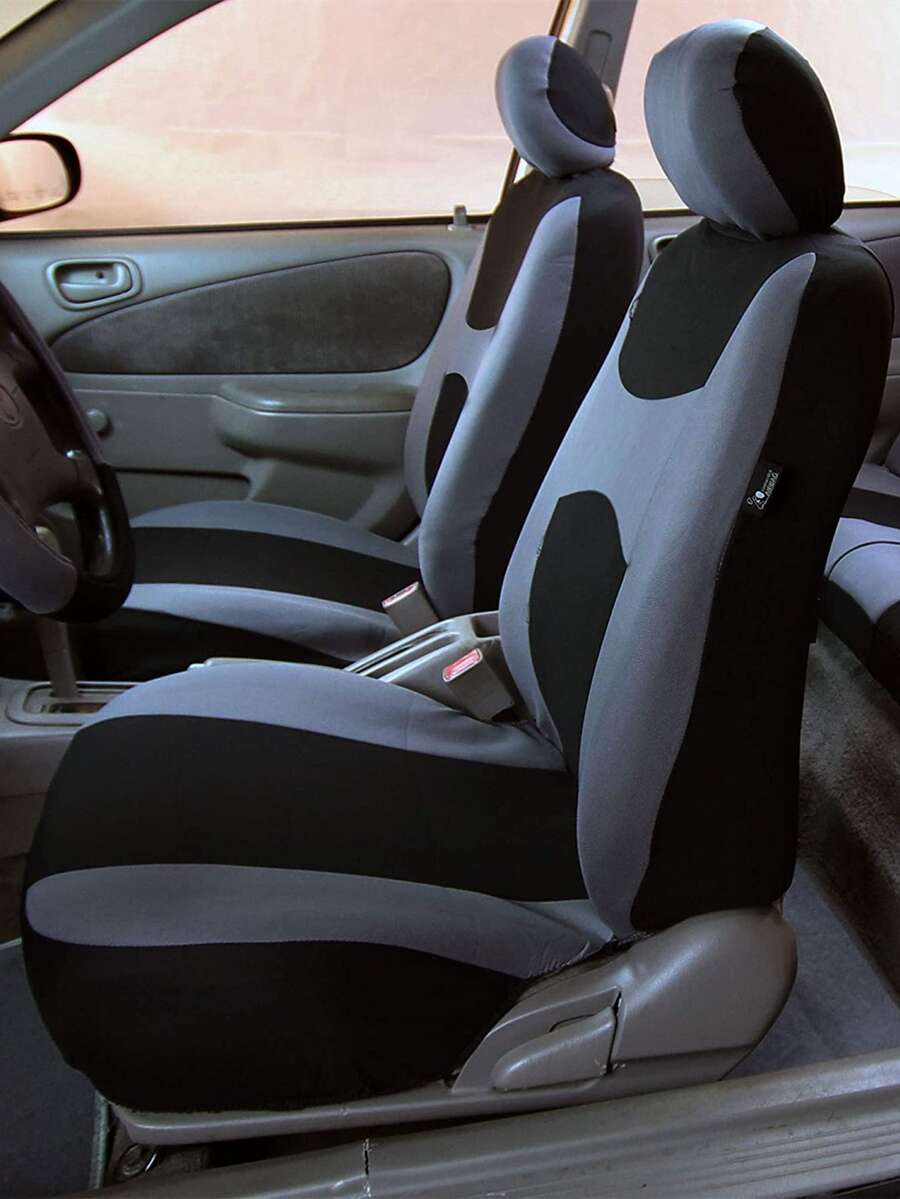 2pcs Colorblock Car Seat Cover - Multicolor - View 1