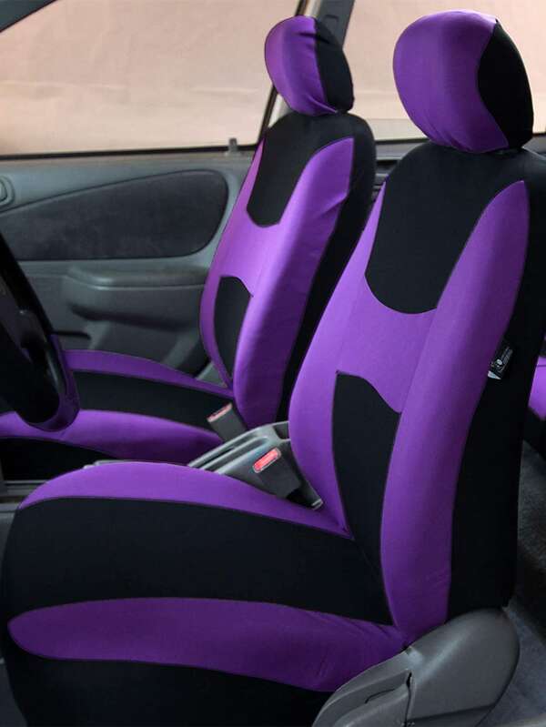 2pcs Colorblock Car Seat Cover