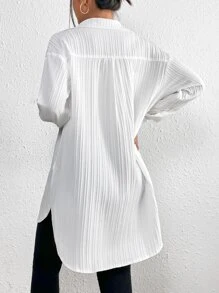 SHEIN Frenchy Casual Eenkleurig Blouse Zak Voorpand met Knoopjes