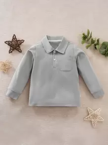 Yierying Toddler Boys Patched Pocket Polo Shirt - Grey - View 1
