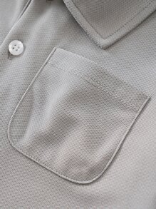 Yierying Toddler Boys Patched Pocket Polo Shirt - Grey - View 3